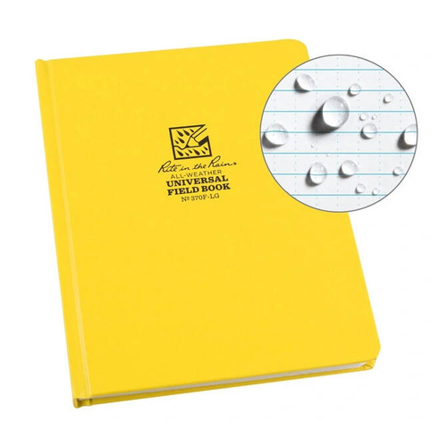 Rite in the Rain - Waterproof Notebook Large Bound Book - 223 x 175 mm - 80 Sheets - Yellow - 370F-LG