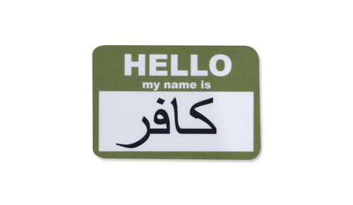 Combat-ID - Sticker - HELLO my name is Infidel - Olive