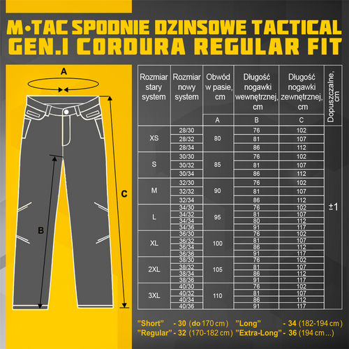 M-Tac - Tactical Gen. I Regular Fit Jeans Pants - Cordura Denim - 20449006