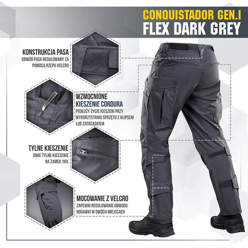 M-Tac - Tactical Pants Conquistador Gen. I Flex - Ripstop - Dark Gray - 20059012