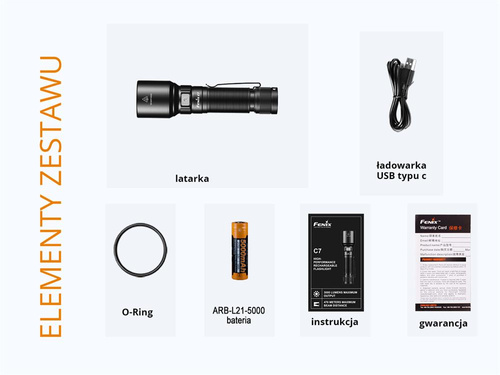 Fenix - Rechargeable LED Flashlight - 3000 Lumen - 5000 mAh - C7