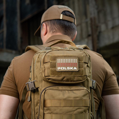 M-Tac - Patch with Flag and Inscription Poland - Laser Cut - Pixels - Red / Coyote / White - 51007105