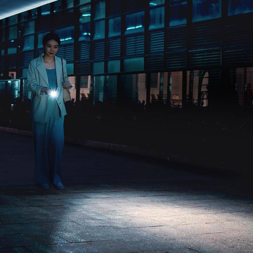 Fenix - Rechargeable LED Keychain Flashlight E05R - 600 lumens - Black - 039-493