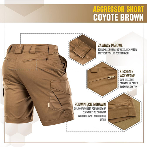 M-Tac - Tactical Shorts Aggressor - PoliCotton - Rip-Stop - Coyote Brown - 20018017