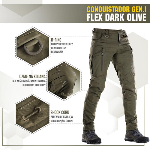 M-Tac - Tactical Pants Conquistador Gen. I Flex - Ripstop - Dark Olive - 20059048