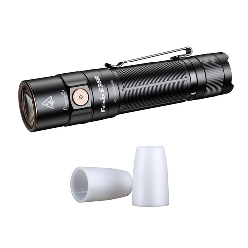 Fenix - Tactical Flashlight E35R with 5000 mAh Battery + AOD-S V2.0 Diffuser - 3100 lm - Black - E35R+AOD-S V2.0