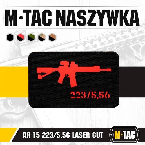 M-Tac - AR-15 223/5.56 Laser Cut Patch - Black/Red - 51111233