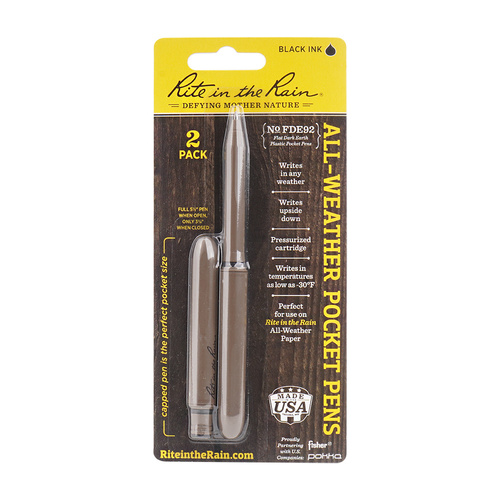 Rite in the Rain - All-Weather Flat Dark Earth Pocket Pen - 2 pcs. - Black ink - FDE92