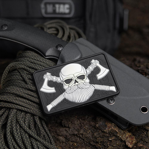 M-Tac - 3D Patch - Bearded Skull - Black / White - 51113236
