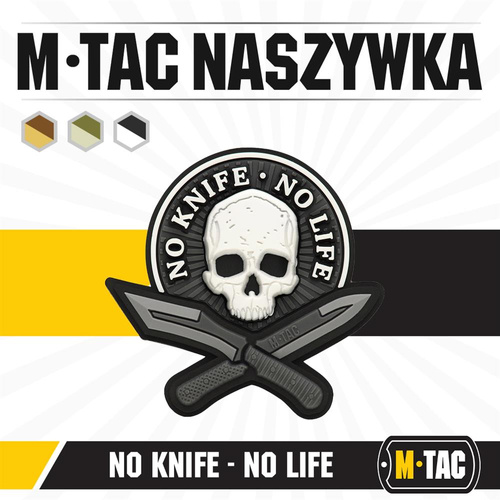 M-Tac - No Knife - No Life 3D PVC Patch - Black / White - 51128236
