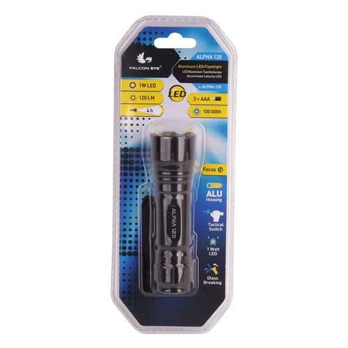 Falcon Eye - Handheld Flashlight Alpha - 120 lm - Black - L-ALPHA-120