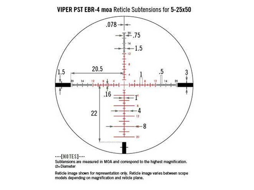 Vortex Optics - Hunting Scope Viper PST II 5-25x50 - Illuminated Sight EBR 4 - 30 mm - PST-5251