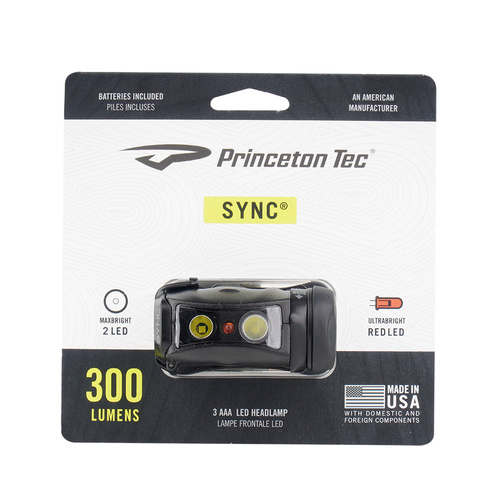 Princeton Tec - Sync Headlamp - 300 lm - Black - SYNC21-BK/DK