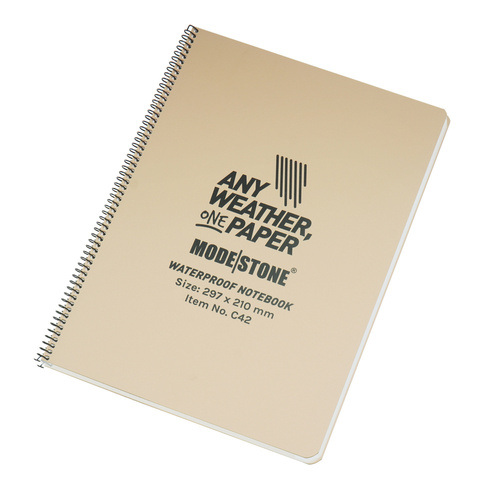 Modestone - Waterproof Notebook - 210 x 297 mm - 50 Sheets - Tan - C42