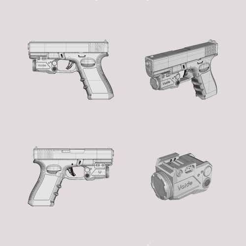 Vaide - Tactical Weapon LED Flashlight with Laser Compact Scrapper Combo - 500 lm - Black - VAPLL-G01