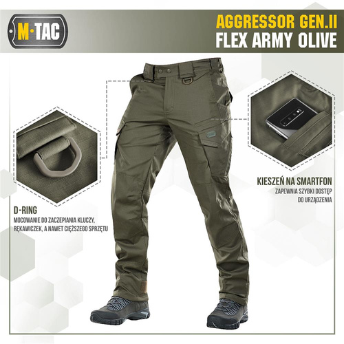 M-Tac - Tactical Pants Aggressor Gen.II Flex - Ripstop - Army Olive - 20058062
