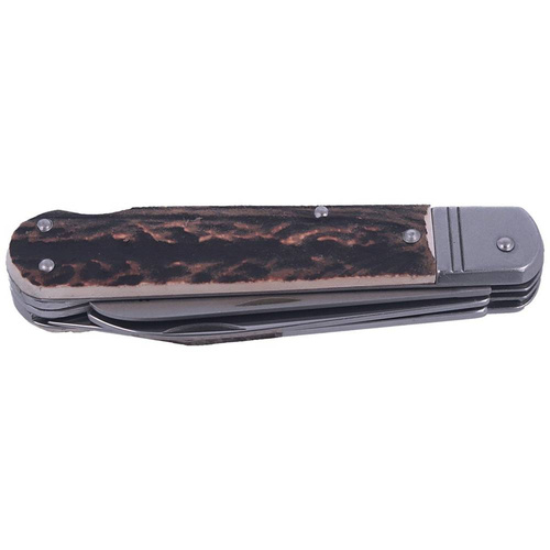 Mikov s.r.o. - Hunting Knife Mikov Fixir Imit. Dear Stag - 3 blades - Leather Holster - Brown - 232-XH-3 KP