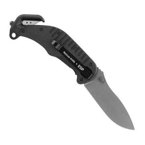 ESP - Rescue Knife Plain Blade - Black - RK-01