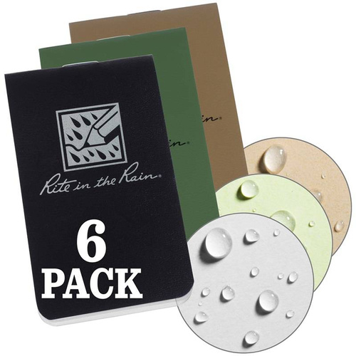 Rite in the Rain - On-The-Go Notebooks - 85 x 50 mm - 6 pcs - Black / Green / Tan - OTG-TACL