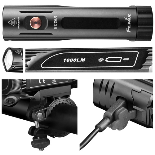 Fenix - LED Bicycle Flashlight with Rechargeable Battery BC26R - 1600 lumens - 5000 mAh