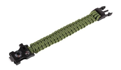 101 Inc. - Paracord survival bracelet with compass, thermometer, whistle and firestarter - 9" - OD Green - JYFPB02