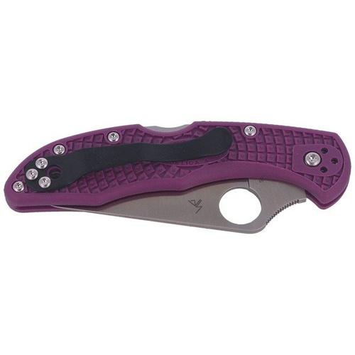 Spyderco - Delica® 4 FRN Flat Ground Purple PlainEdge Knife - C11FPPR