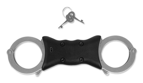 KEL-MET - Rigid handcuffs INOX KM 2000 with handle - Steel - Double Lock
