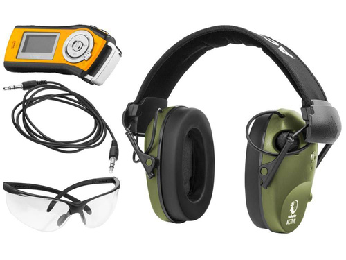 RealHunter - Set of Active PRO Hearing Protectors & Protective Glasses - Olive Green