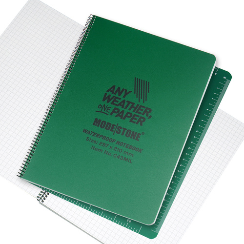 Modestone - Waterproof Notebook - 210 x 297 mm - 50 Sheets - Green - C43MIL