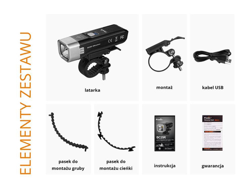 Fenix - LED Bicycle Flashlight - 600 lumens - 2600 mAh - Black - BC25R