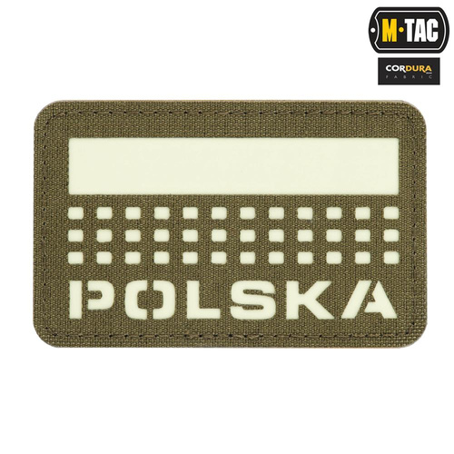 M-Tac - Patch with Flag and Inscription Poland - Laser Cut - Pixels/Rectangle - Ranger Green / Fluo - 51007223