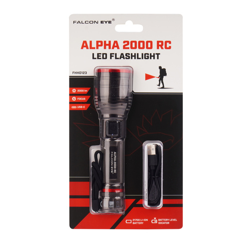Falcon Eye - Handheld Flashlight Alpha 2000 RC - Strobe - Focus - 2000 lm - Black - FHH0123