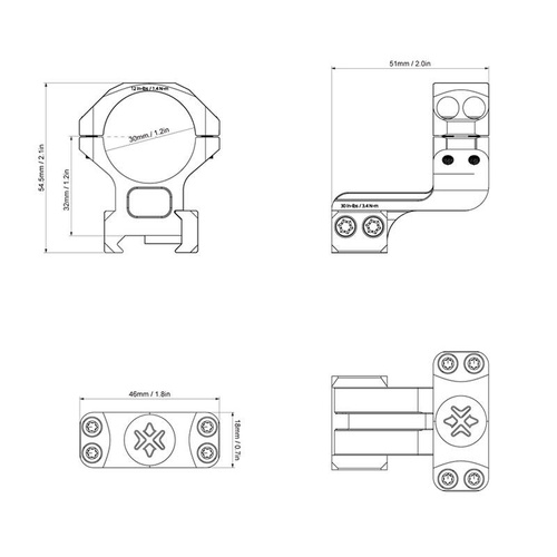 Vector Optics - Two Piece Scope Mount Cantilever - 30 mm - Weaver - Black - XASR-3016