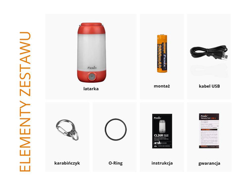 Fenix - Camping LED Flashlight - 2600 mAh 3.6V - Red - CL26R