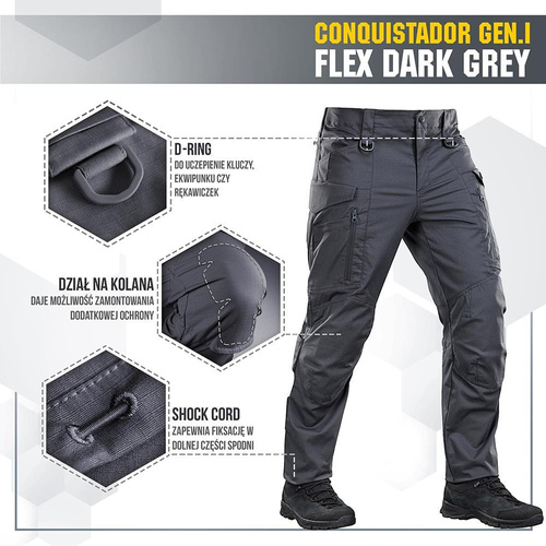 M-Tac - Tactical Pants Conquistador Gen. I Flex - Ripstop - Dark Gray - 20059012