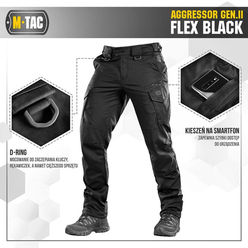 M-Tac - Tactical Pants Aggressor Gen.II Flex - Ripstop - Black - 20058002