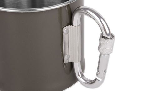 Mil-Tec - Stainless steel mug with carabiner - 500 ml - OD Green - 14608202