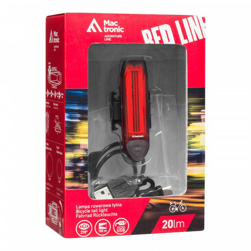 Mactronic - Red Line LED Rechargeable Rear Bicycle Light - 20 lm - ABR0021