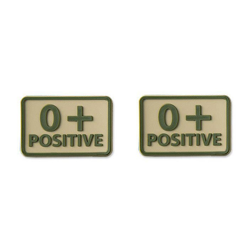 Helikon - PVC Patch - Blood Type - 0+ POS - Khaki - 2 pcs