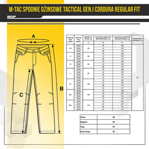 M-Tac - Tactical Gen. I Regular Fit Jeans Pants - Cordura Denim - 20449006