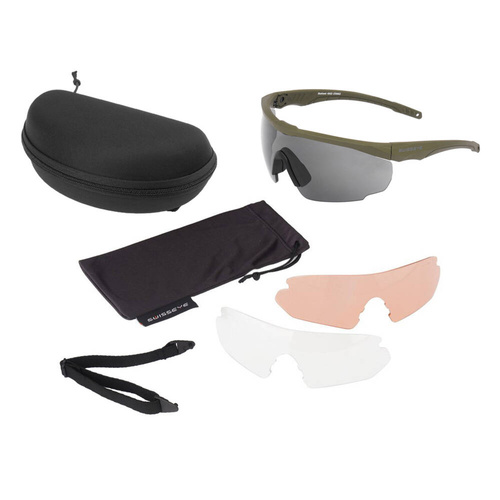 Swiss Eye - Ballistic Glasses Blackhawk with Visor Set - Rubber Green - 40423