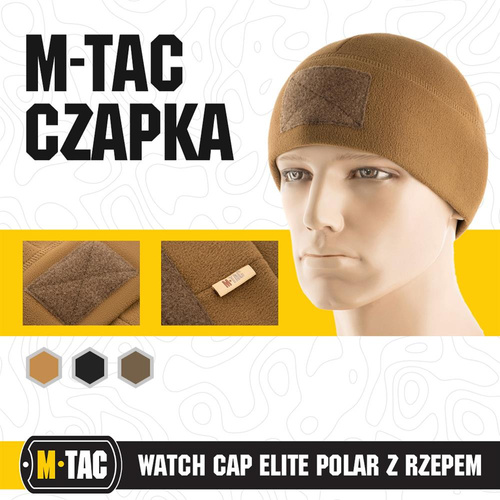 M-Tac - Winter Cap With Patch Panel Watch Cap Elite - Fleece - Coyote Brown - 40017017
