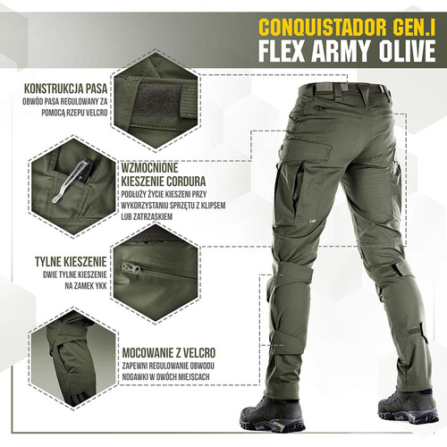 M-Tac - Tactical Pants Conquistador Gen. I Flex - Ripstop - Army Olive - 20059062