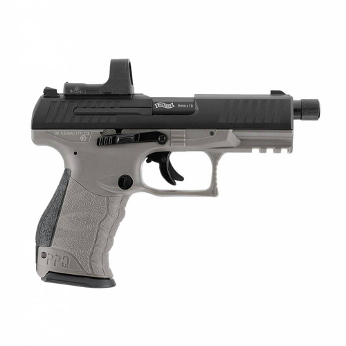 Walther - CO2 PPQ M2 Q4 TAC Combo Airgun 4.6" Set with Umarex RDS 8 Red Dot - 4.5 mm - 5.8420-1