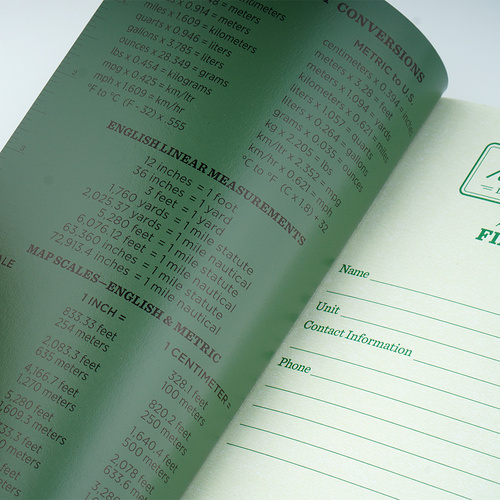 Rite in the Rain - Waterproof Tactical Field Book - 115 x 185 mm - Green - 980