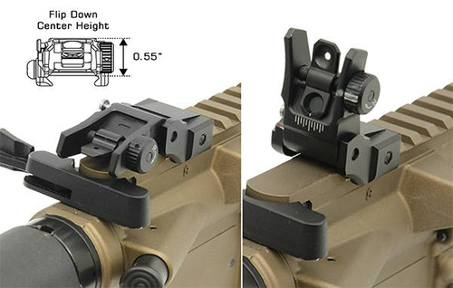 UTG - Spring-loaded Low Profile AR15 Super Slim Flip-Up Rear Sights - Picatinny - Black - MNT-955