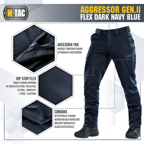 M-Tac - Tactical Pants Aggressor Gen.II Flex - Ripstop - Navy Blue - 20058015