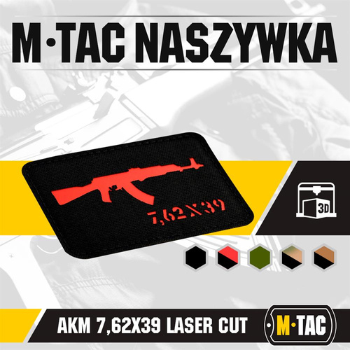 M-Tac - AKM 7.62x39 Laser Cut Patch - Black/Red - 51110233