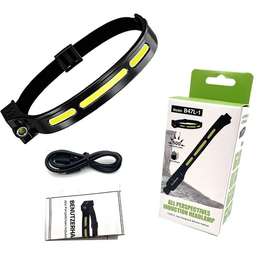 Speras - LED Flashlight / Headlamp B47L-1 - 500 lumens - USB-C - Black - B47L-1