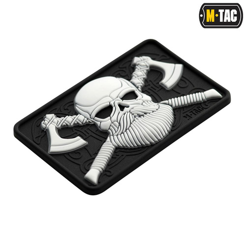 M-Tac - 3D Patch - Bearded Skull - Black / White - 51113236